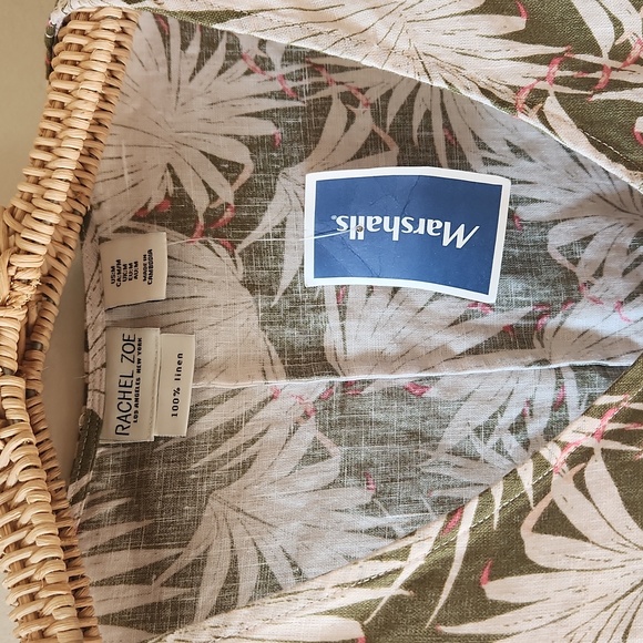 Rachel Zoe olive green tropical print 100% linen dress size medium - Picture 4 of 7